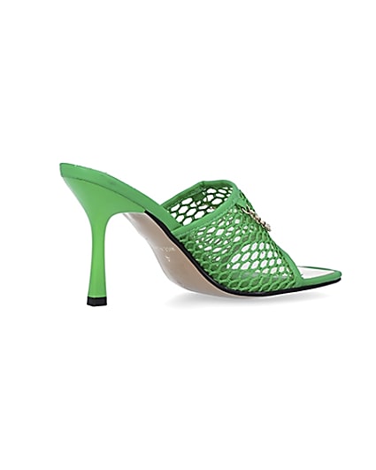 360 degree animation of product Green mesh open toe heeled mules frame-13