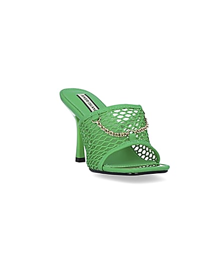 360 degree animation of product Green mesh open toe heeled mules frame-19