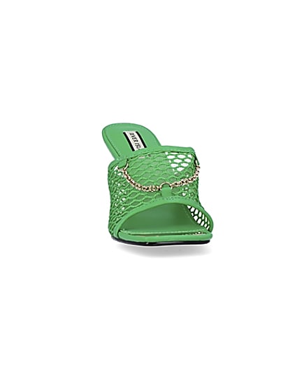 360 degree animation of product Green mesh open toe heeled mules frame-20