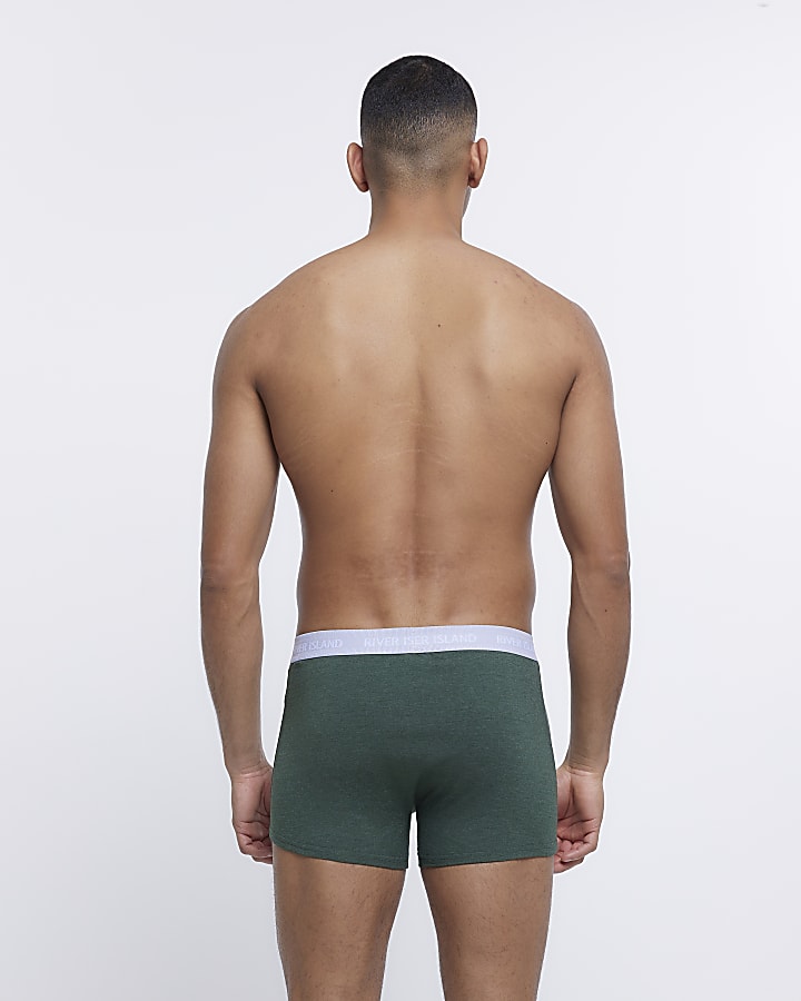 Green multipack of 5 RI waistband rib boxers