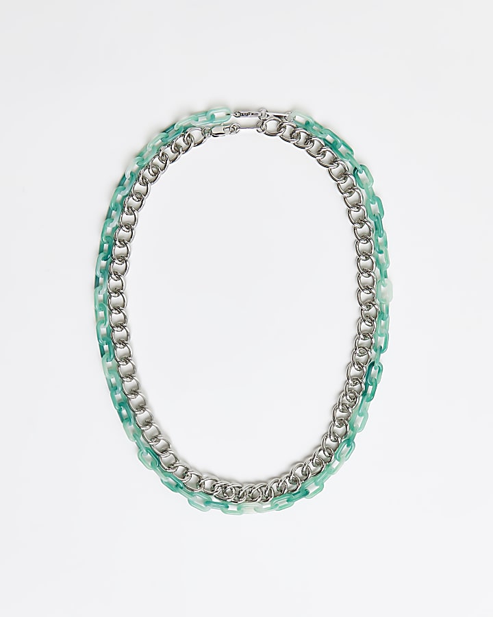 Green multirow chain necklace
