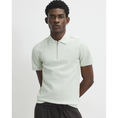 Green Muscle Fit Hexogen Textured Polo Shirt