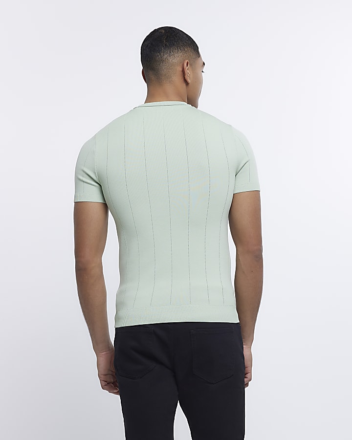 Green muscle fit knitted t-shirt