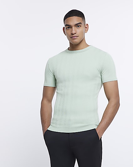 Green Muscle fit Knitted T-shirt
