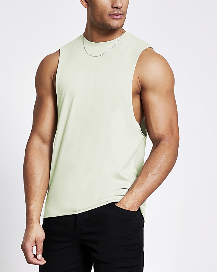 Green muscle fit vest