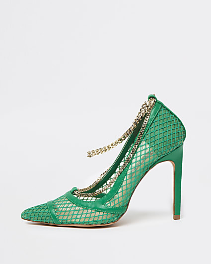 Green neon chain mesh court shoes