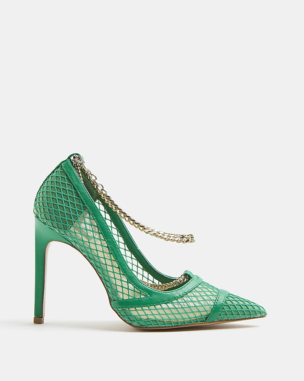 Green neon wide fit chain mesh court shoes