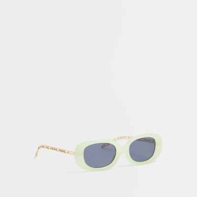Green oval sunglasses River Island