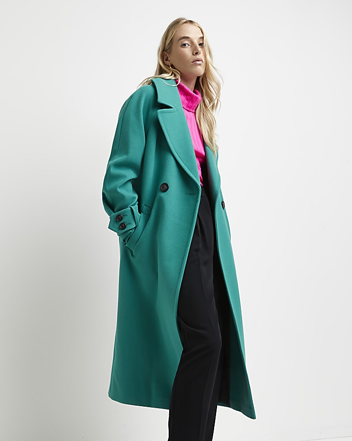 Green oversized double breasted coat