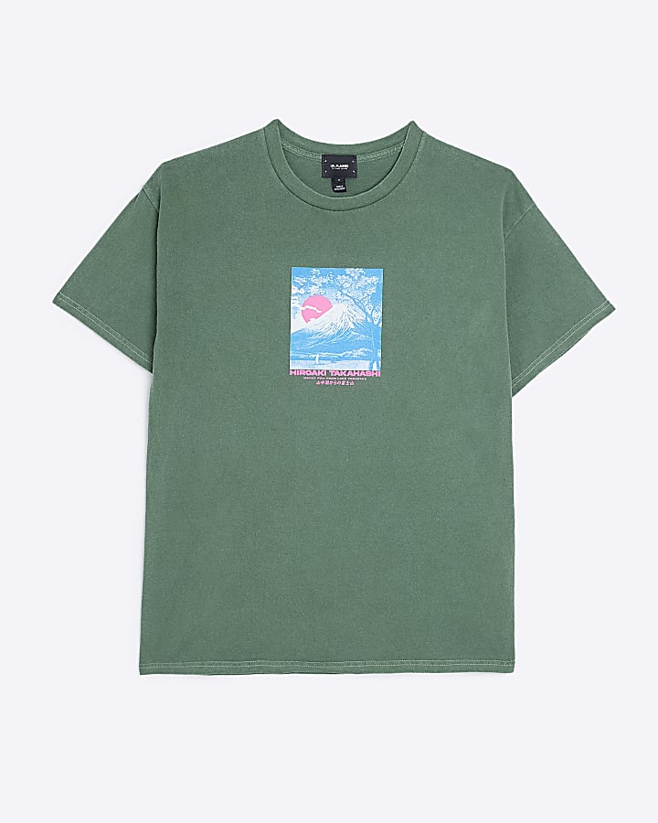 Green oversized fit graphic t-shirt