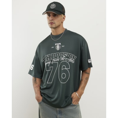 Green Oversized Fit Mesh 7th Division T-Shirt