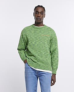 Green oversized fit printed jumper