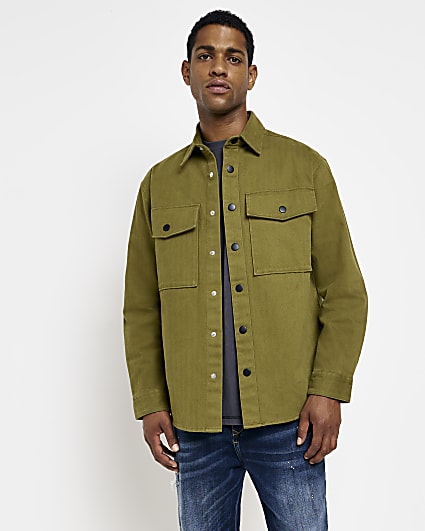 Green Oversized fit twill Overshirt