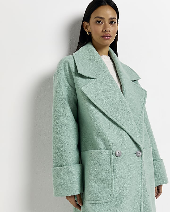 Green oversized longline coat