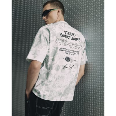 Green Oversized Sanctuaire Camo Print T-Shirt