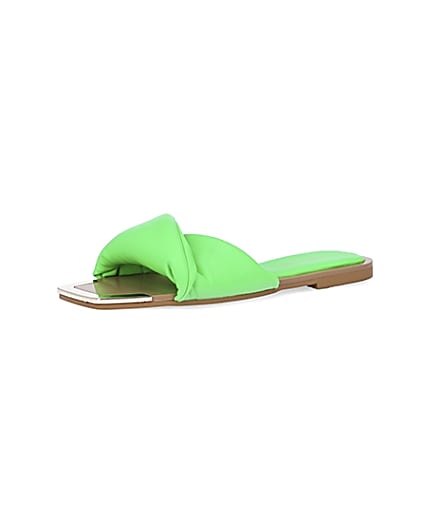 360 degree animation of product Green padded cross over sandals frame-1