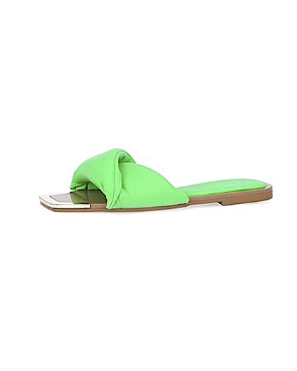 360 degree animation of product Green padded cross over sandals frame-2