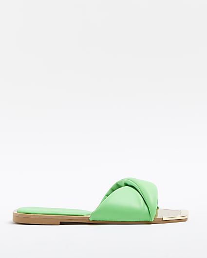 Green padded cross over sandals
