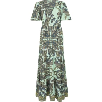 river island green maxi dress