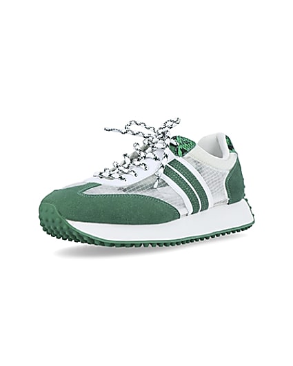 360 degree animation of product Green panelled trainers frame-0