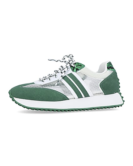 360 degree animation of product Green panelled trainers frame-2