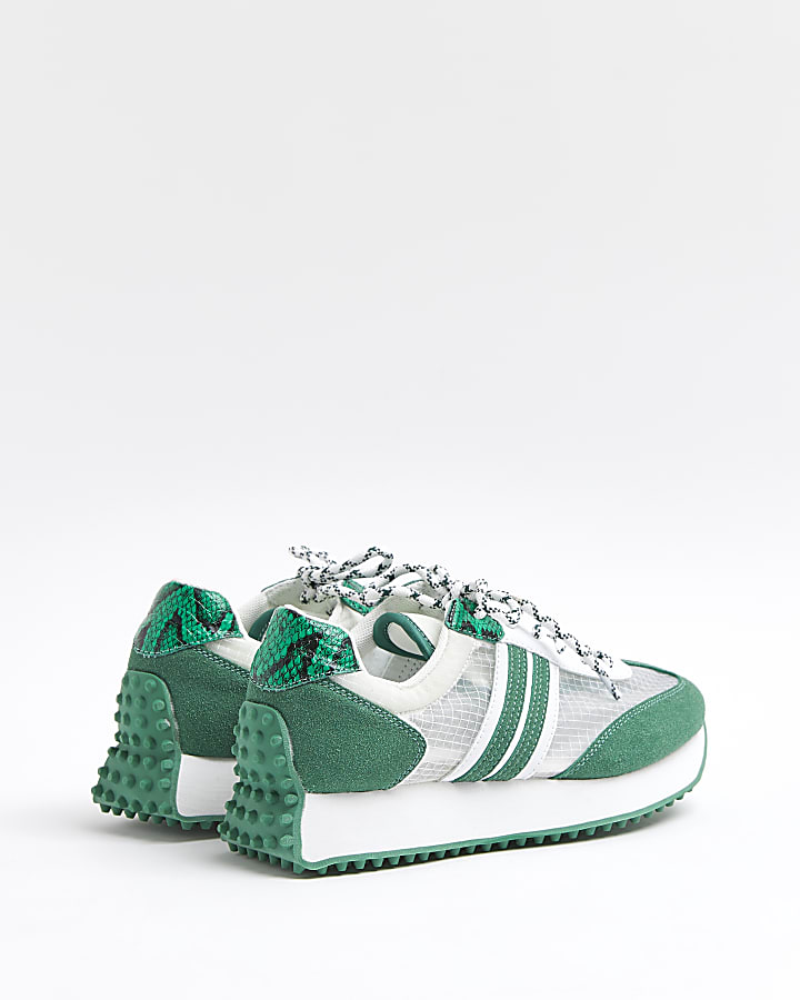 Green panelled trainers