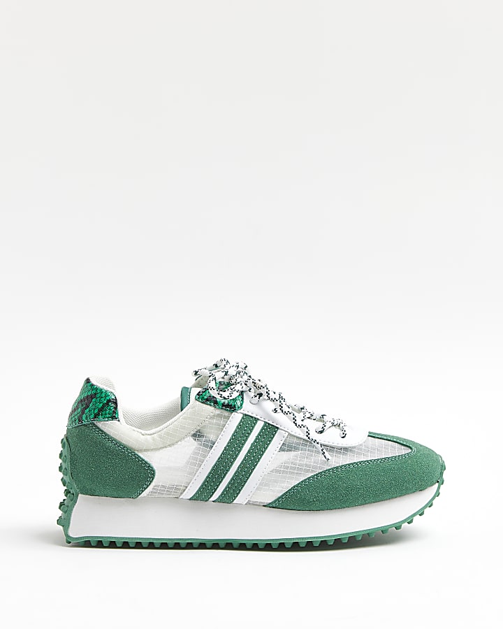 Green panelled trainers