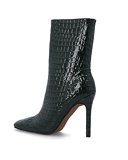360 degree animation of product Green patent croc embossed heeled boots frame-5