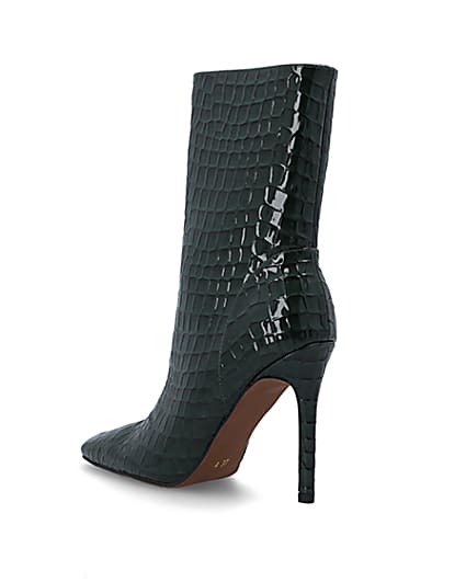 360 degree animation of product Green patent croc embossed heeled boots frame-6