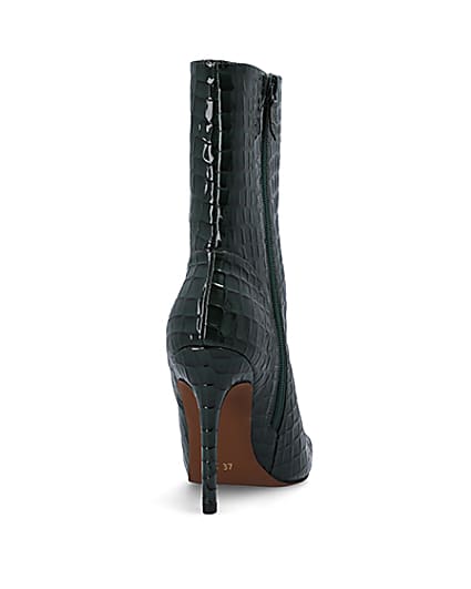 360 degree animation of product Green patent croc embossed heeled boots frame-10