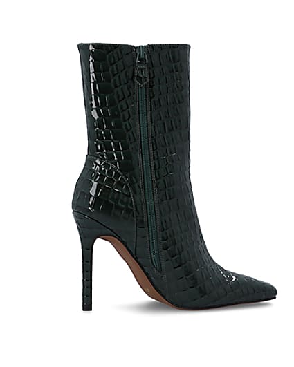 360 degree animation of product Green patent croc embossed heeled boots frame-14