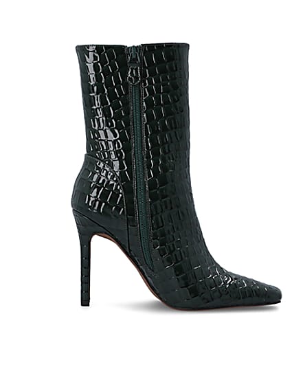 360 degree animation of product Green patent croc embossed heeled boots frame-15