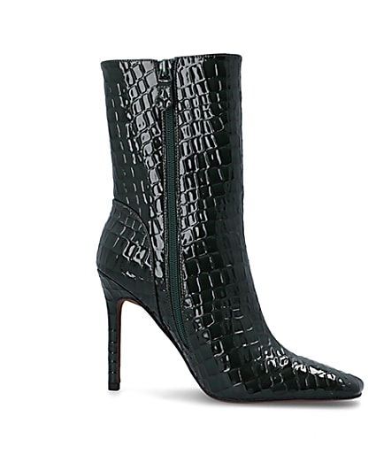 360 degree animation of product Green patent croc embossed heeled boots frame-16