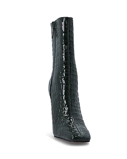 360 degree animation of product Green patent croc embossed heeled boots frame-20