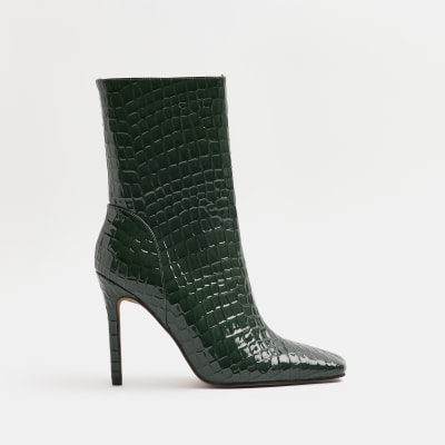 Green croc 2024 ankle boots