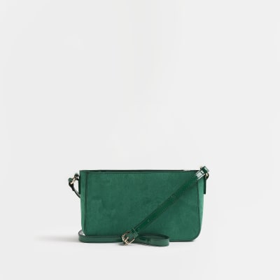 Green patent embossed cross body bag