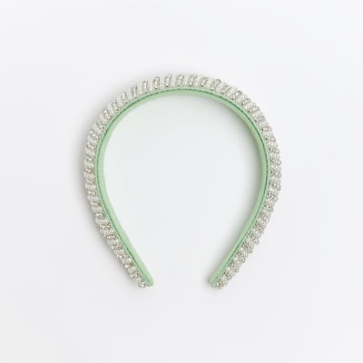 Green pearl padded headband