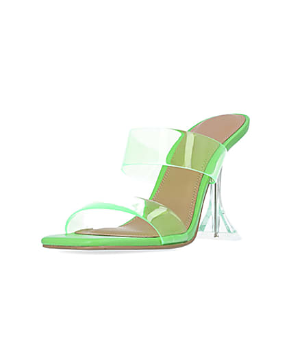 360 degree animation of product Green perspex heeled mules frame-0