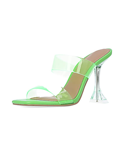 360 degree animation of product Green perspex heeled mules frame-1
