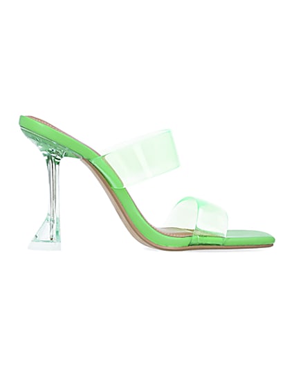 360 degree animation of product Green perspex heeled mules frame-15