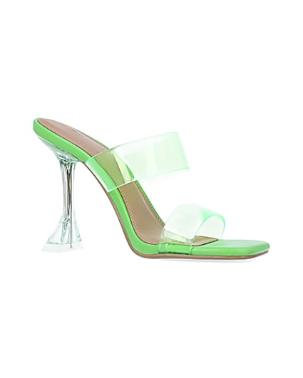 360 degree animation of product Green perspex heeled mules frame-17