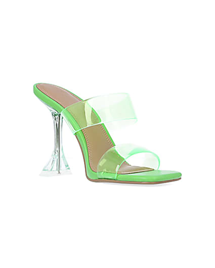 360 degree animation of product Green perspex heeled mules frame-18
