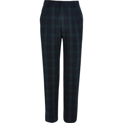 tapered check trousers mens