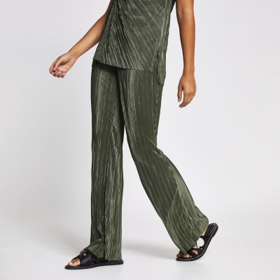 green plisse trousers