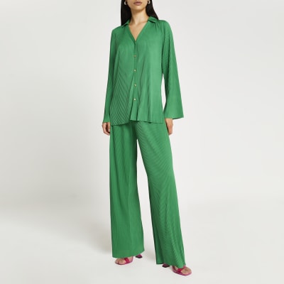 green plisse trousers