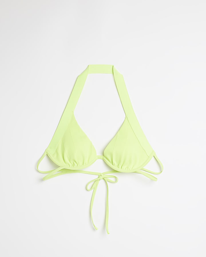 Green plunge bikini top