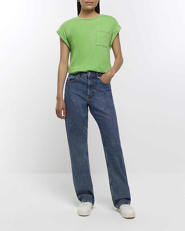 Green pocket rolled sleeve t-shirt
