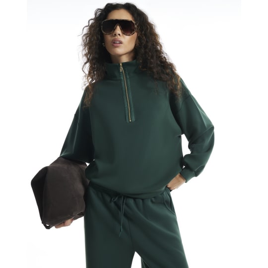 River Island Green Premium Funnel Neck Sweatshirt