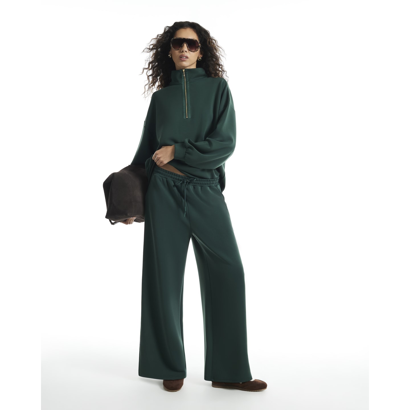 River Island Green Premium Wide Leg Joggers — photo 1 of 1