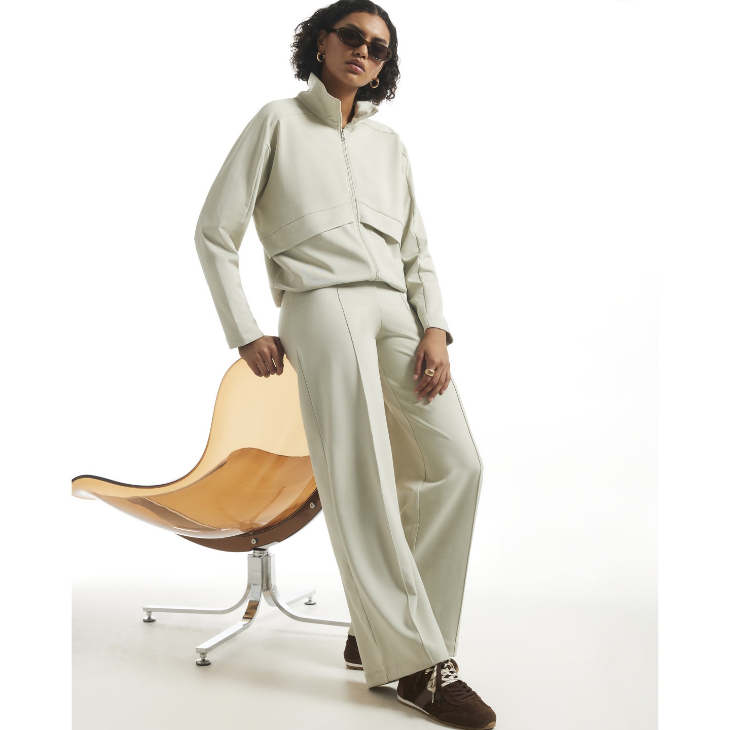 River Island Green Premium Wide Leg Trousers — photo 1 of 1